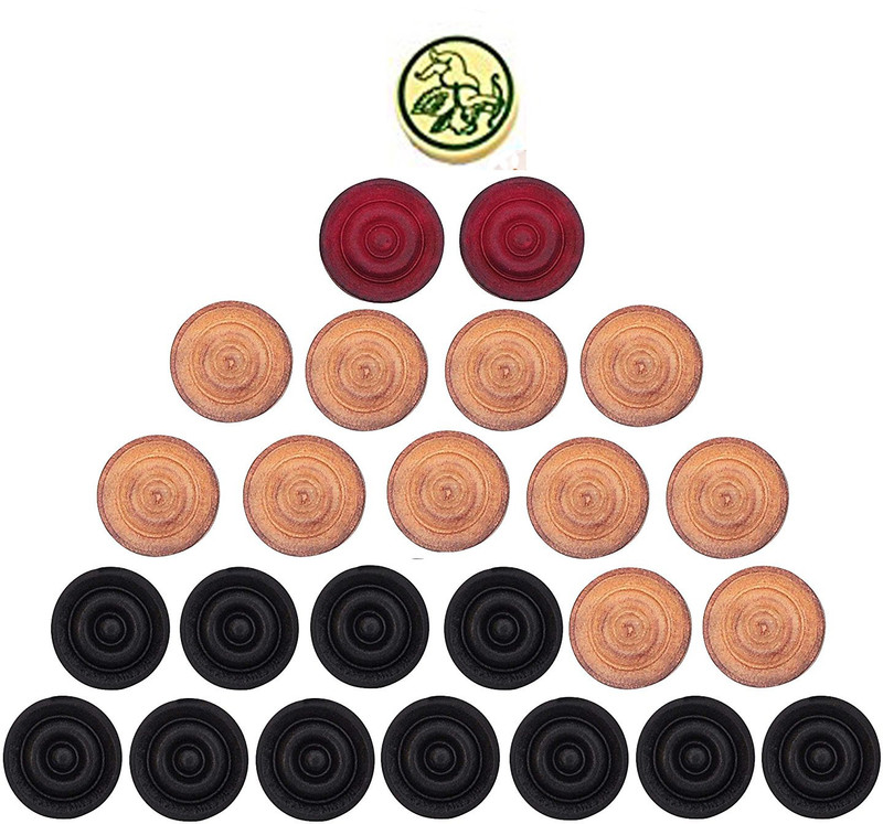 ME Wooden carrom coin with striker and powder for all type size of carrom board Carrom Pawns(Pack of 24)