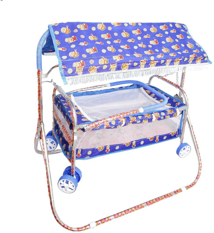 baba ji enterprises cute baby swing cradle- Bassinet(Multicolor, Blue)