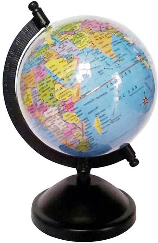 amikan universal globe|| with time scale|| scratch proof surface || 5 inch table top political World Globe(medium blue)