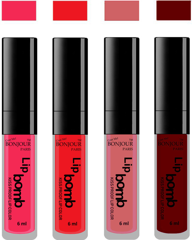 BONJOUR PARIS Matte Lipstick(Hot Pink-Red-Nute-Mauve, 24 ml) BONJOUR PARIS Matte Lipstick(Hot Pink-Red-Nute-Mauve, 24 ml)