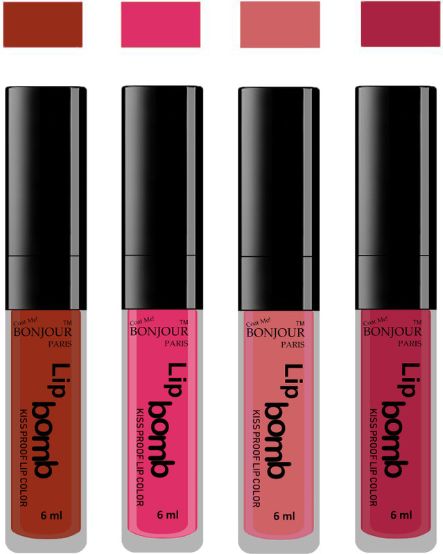 BONJOUR PARIS Matte Lipstick(Hot Pink-Red-Nute-Wine, 24 ml) BONJOUR PARIS Matte Lipstick(Hot Pink-Red-Nute-Wine, 24 ml)
