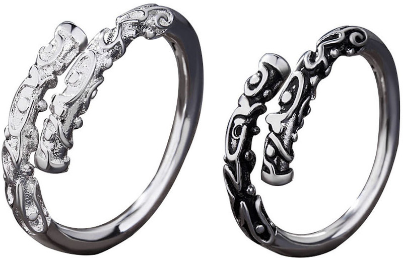 osw jewel Retro vintage bohemian couple ring love bands resizeable Alloy Ring Set