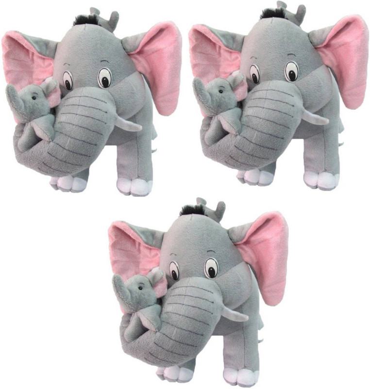 valentine Day Offer Pack Of Three Cute And Soft Elephant With 2 Baby For Party Kids/Other  - 36 cm(Grey)