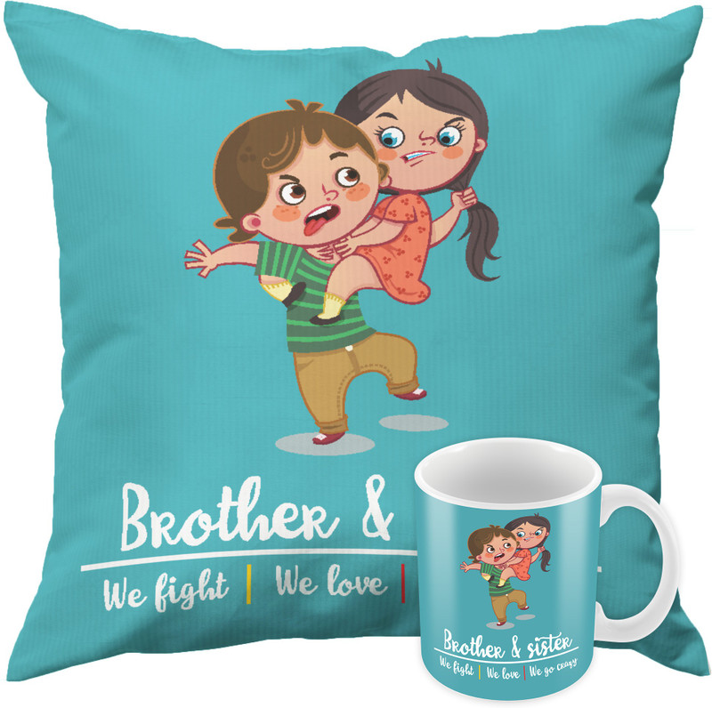 khirki Religious Cushion, Mug  Set(1 Designer Cushion Cover 12 x 12 inches with filler, 1 Printed Ceramic Coffee Mug 330 ml)
