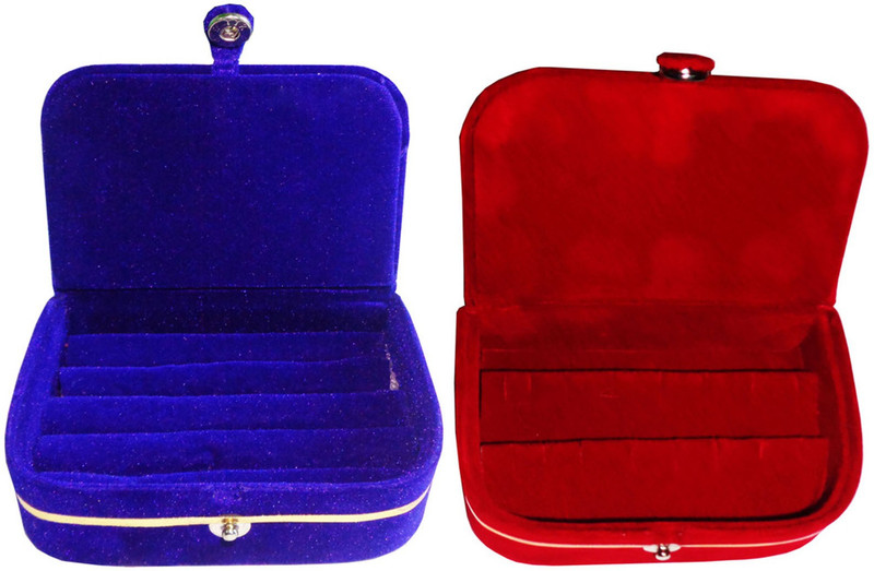 ultimatefashionista Combo of 2 velvet Vanity case Ring and Earring storage travelling Folder Box Vanity Box(Multicolor)