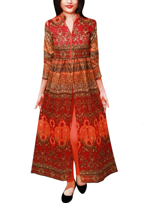 vestidos armadio Casual Printed Women Kurti(Red)