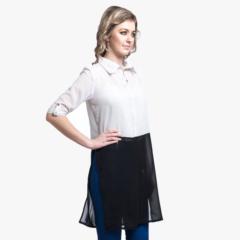 Uptownie Lite Casual Floral Print Women Kurti(White)