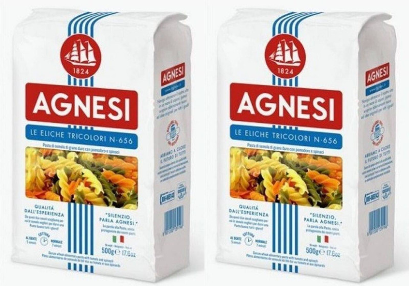 Agnesi Le Eliche Tricolori N.656 (Pack of 2) Macaroni Pasta(Pack of 2, 500 g)