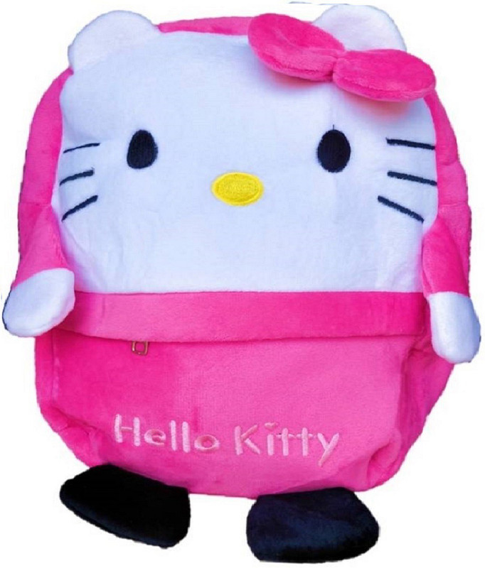 kidofly Swati toy kids soft school bag ( 2 to 6 age ) soft material fabric ,double zip new hello kitty pink-rani  - 38 cm(rani)