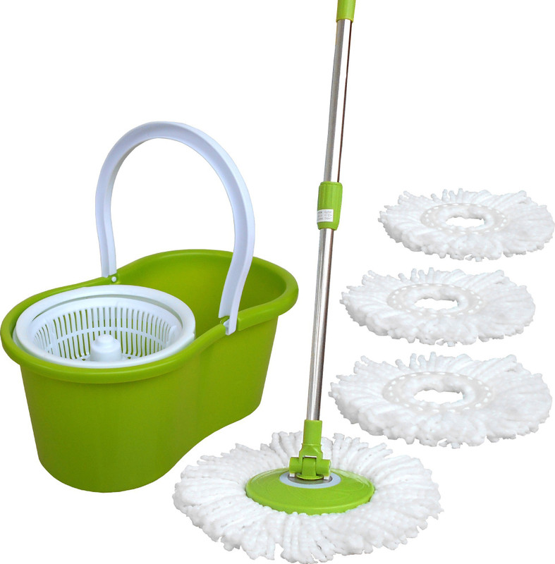 wcse Spin mop and High quality bucket with 2 microfiber [Colour may vary as per availability] Mop Set