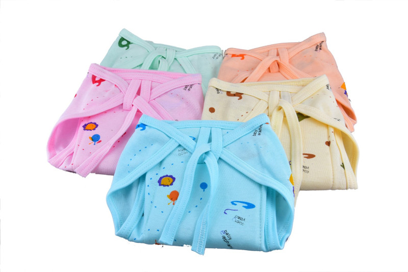 durja New Born Baby Cotton Hosiery Padded Premium Quality U Shape Nappies, Langot Washable Reusable Cotton Diaper Nappy Baby Cozy Wear Assorted Colored Pack of 5 pcs (Multi, 0-3 Months)