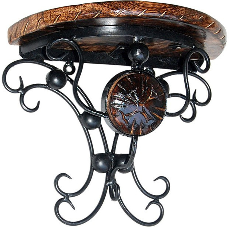 onlinehaat Premium Quality Handicraft Wooden, Iron Wall Shelf(Number of Shelves - 1, Brown)