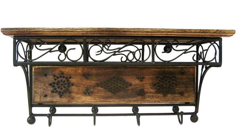 onlinehaat Wooden, Iron Wall Shelf(Number of Shelves - 1, Brown)
