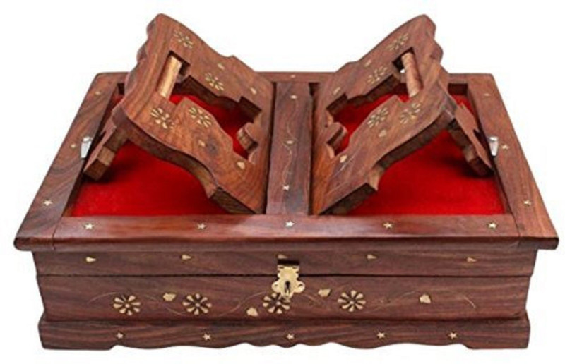 sk handicrafts Wooden, Brass Brown Book Rest(Width (Open) = 7 : Height (Open) = 9)