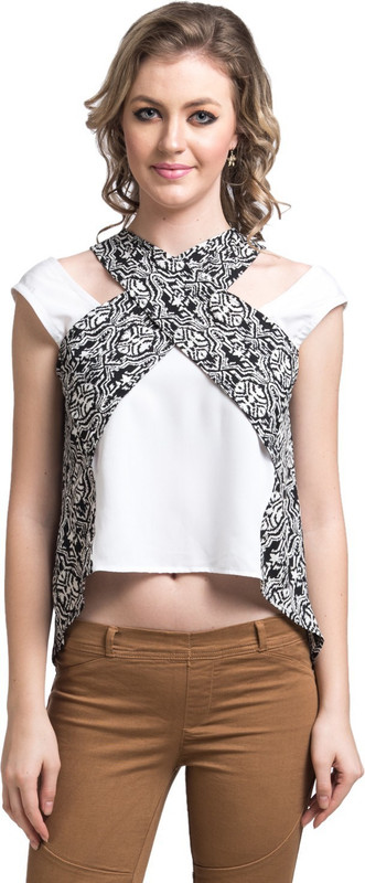 Uptownie Lite Party Sleeveless Solid Women White Top