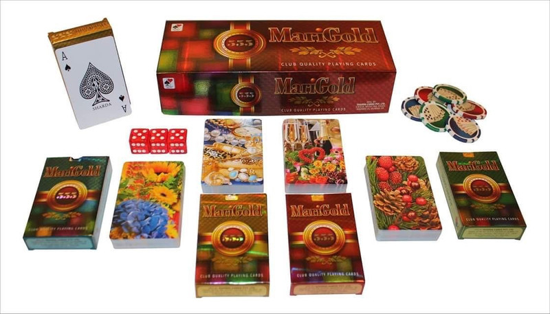 sharda cards Marigold 555 Premium Plastic Coated Playing Cards(Multicolor)
