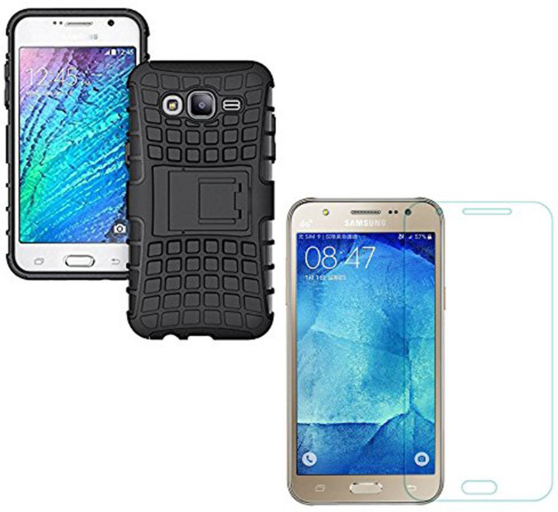 rukudeshwar Back Cover for Samsung Galaxy J5 SM-J500F, (Free Tempered Glass)(Black, Rugged Armor)
