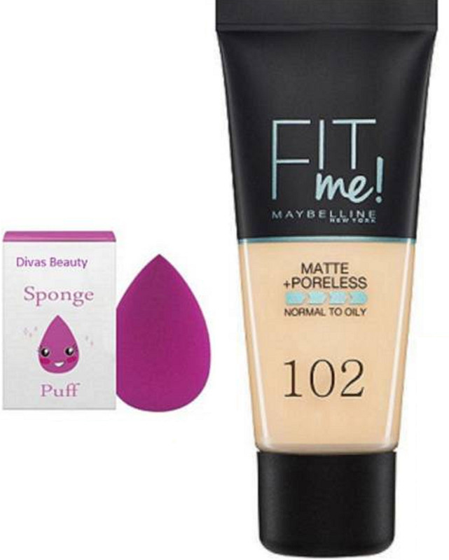 divas beauty Sponge Puff With Fit me Matte Poreless+Foundation(2 Items in the set)