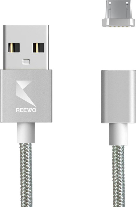 reewo RCAB1103 1 m Magnetic Charging Cable(Compatible with Power banks, Bluetooth speakers, Mobiles, Silver, Tough Braided Magnetic Charging Cable For Android, Sync and Charge Cable)