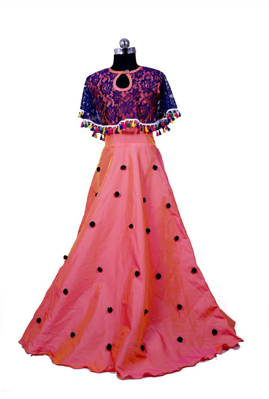 satyamfab Girls Maxi/Full Length Party Dress(Pink, Half Sleeve)