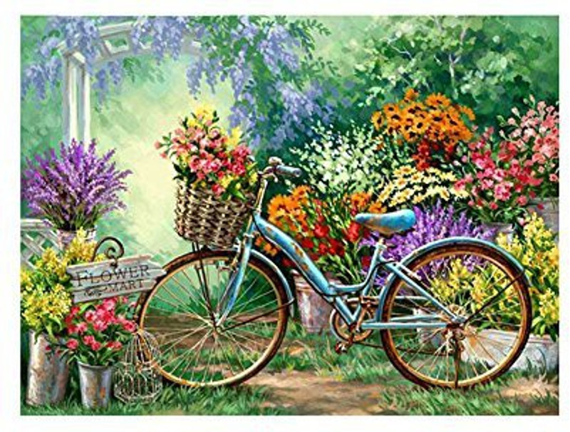 amazingdeal Diy Painting, Bike Flower 5D Diamond Diy Painting Craft Kit Home Decor