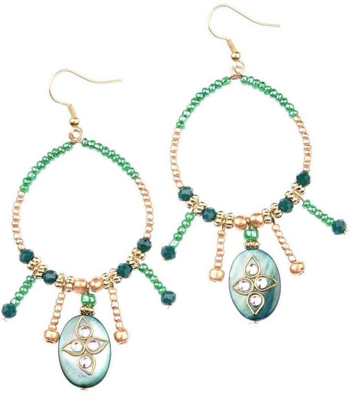 pearlsindia Beads India Papural Girl & Women 1405740 Earrings Glass, Terracotta, Metal Hoop Earring, Drops & Danglers