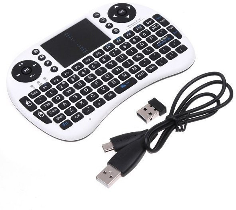 VibeX ™ 2.4Ghz Mini with TouchPad for PC, Mac & Android Bluetooth, Wireless Gaming Keyboard(White)