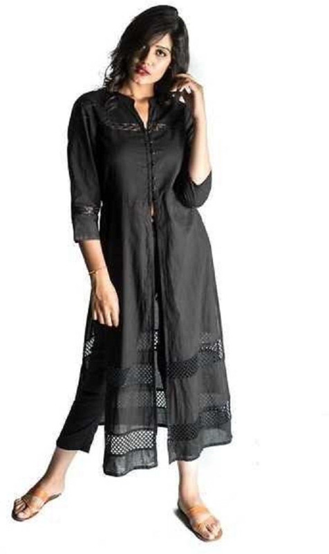maithilee Casual Printed Women Kurti(Black)