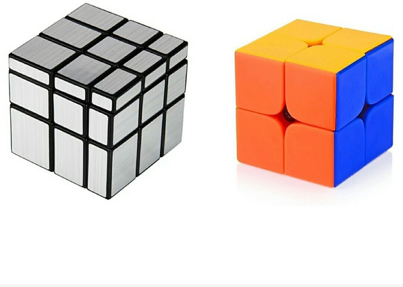 zhomcollection Mirror Cube Silver And High Speed Magic 2X2 Rubik Cube Pack 2(2 Pieces)