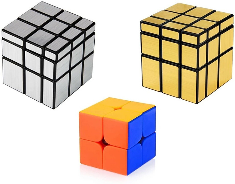 zhomcollection Magic Rubik 2x2 Cube And Mirror Cube Silver Gold Pack 3(3 Pieces)
