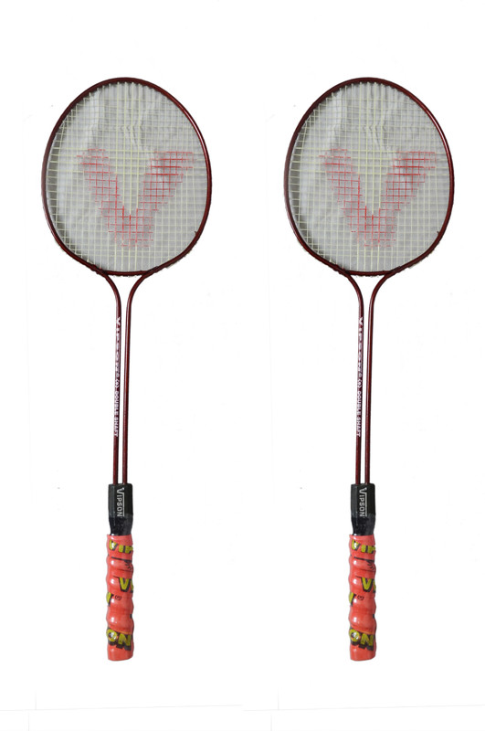 vipson Double Shaft Rod Light Weight Badminton Racquet set of 2 For Kids 10 To 12 Years Multicolor Strung Badminton Racquet(Pack of: 2, 350 g)