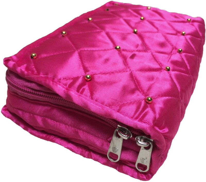 ixia impex Satin Quilted Cosmetic Organizer, Jewellery kit, Vanity Box(Pink)
