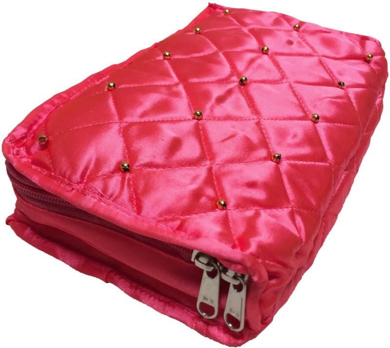ixia impex Satin Quilted Cosmetic Organizer, Jewellery kit, Vanity Box(Red)