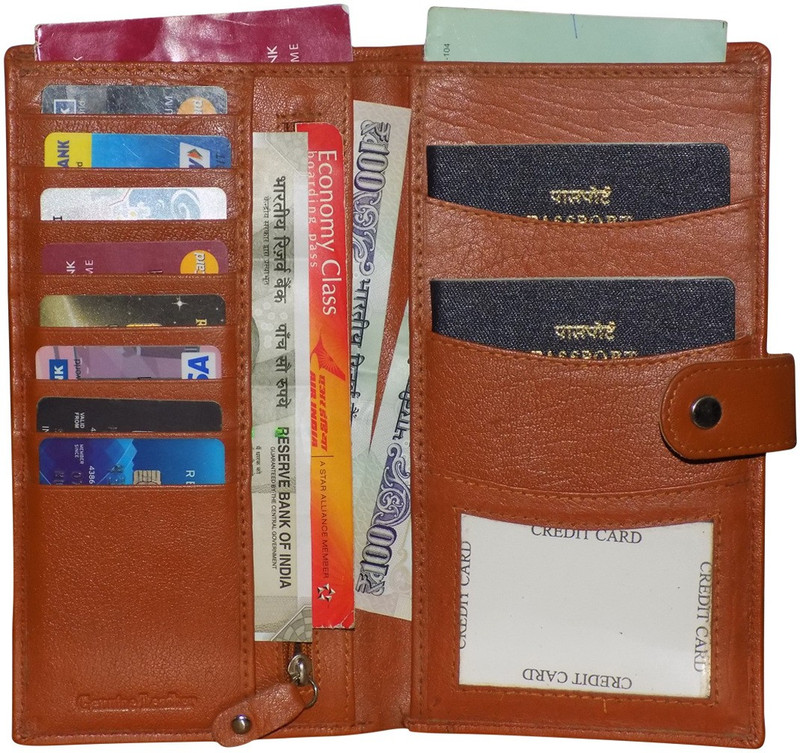 Kan Tan Premium Quality Leather Cheque Book Pouch/Passport Holder For Men and Women(Tan)