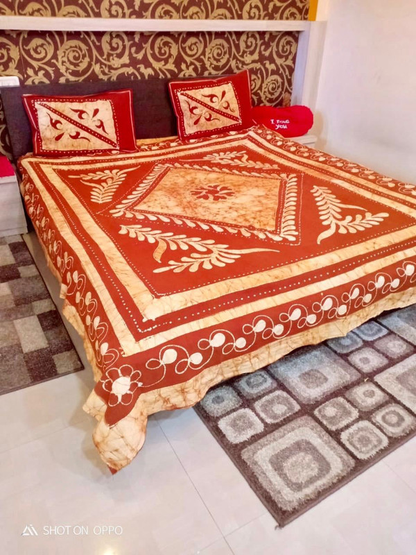 preeti 160 TC Cotton Single Floral Bedsheet(Pack of 3, Maroon)