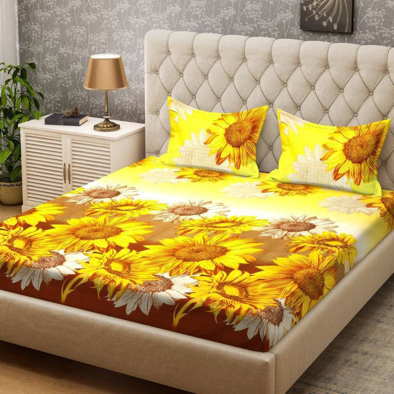 friends hub 160 TC Polycotton Double Printed Bedsheet(Pack of 1, Multi Block)