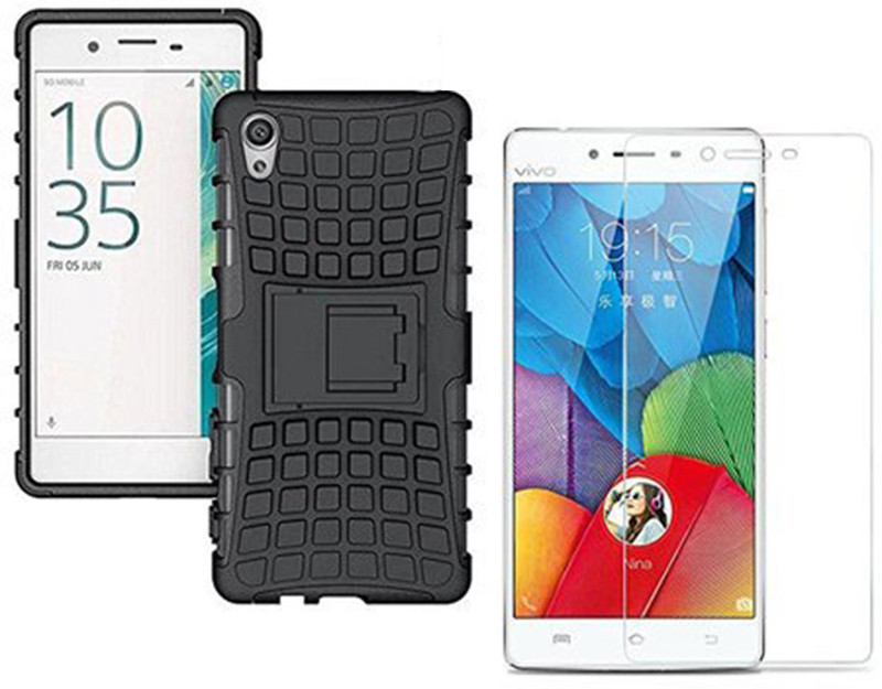 rukudeshwar Back Cover for VIVO Y51L, (Free Tempered Glass)(Black, Rugged Armor)