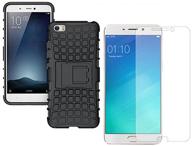 rukudeshwar Back Cover for OPPO F1s, (Free Tempered Glass)(Black, Rugged Armor)