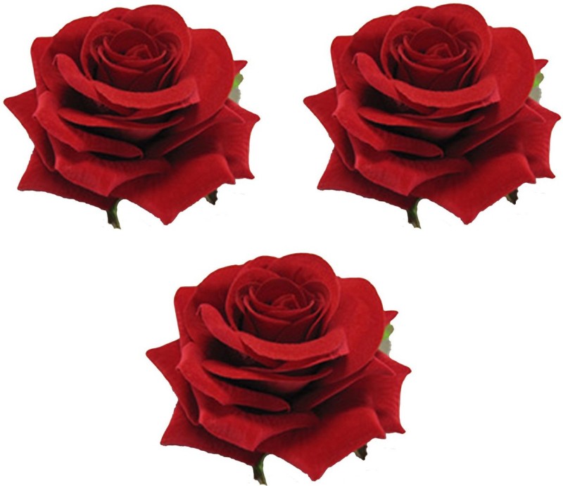 JAGTEK Fashion Red Fabric Rose Flower Hair Clip For Women Rose Flower Hair Clip, Red (Pack of 3) Hair Clip(Red)
