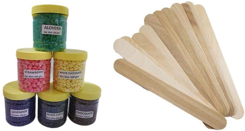 dios De-Haired Depilatory Hard Bean Bikini Wax ( Multi Flavor ) 1200gm Wax(1200 g, Set of 6)