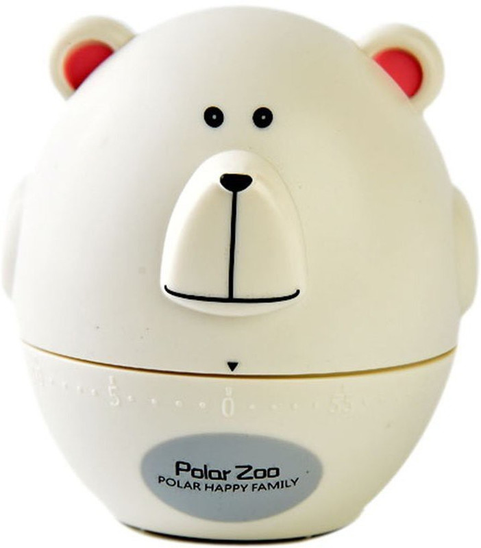 fesa Mechanical Kitchen Timer 60 Min -The Bear White Analog Kitchen Timer