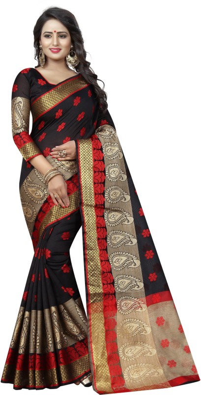SATYAM WEAVES Paisley Banarasi Cotton Silk Saree(Multicolor)