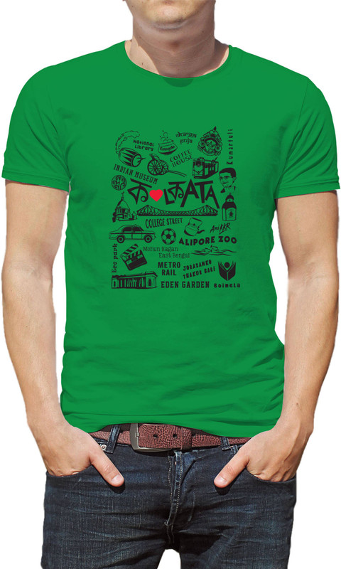 bongsutra Graphic Print Men Round Neck Green T-Shirt