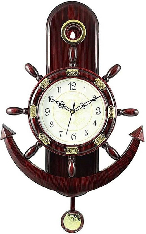dininecraft Analog 9 cm X 33 cm Wall Clock(Brown, White, With Glass)