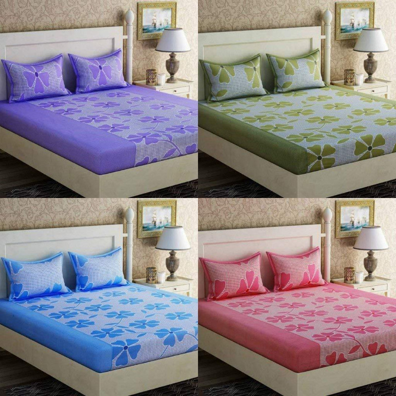 jyoti home decor 144 TC Polycotton Double Printed Bedsheet(Pack of 12, Multicolor)