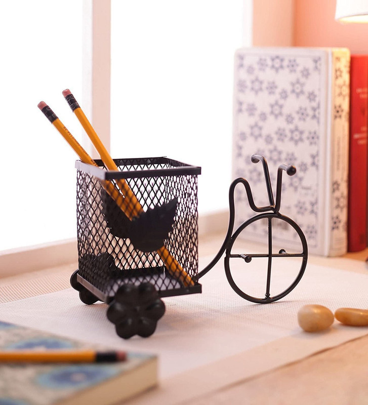 house2home 1 Compartments Iron Pen Stand Pencil Holder for Office Table Accessories(Black)