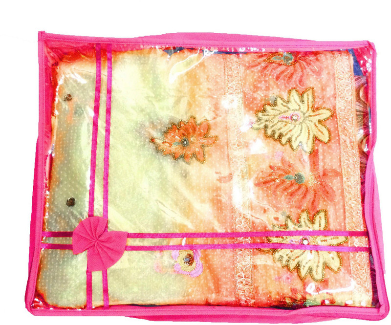 ixia impex Large Size Fibre Saree Cover Garment Storage Box (Pack of 3, Pink)(Pink)