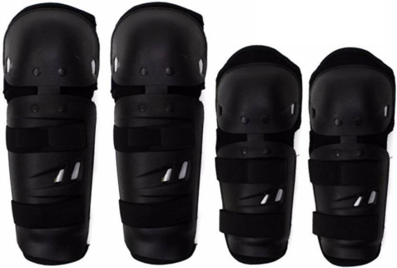 Sweet Sweat Waist Trimmer Fox Stylish Designer Motorcycle Riding Knee Guard and Elbow Guard with Probiker Motorcycle Black Gloves Combo Pack (Best Product for Safety) Rider Knee Slider