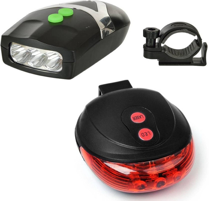 pedal machine FRONT 3D mouse light with HORN + rear LASER light COMBO LED Front Rear Light Combo(Black)