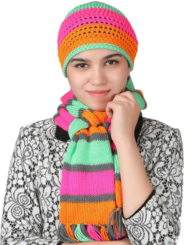 VR Designers Self Design Women Muffler(Pack of 2)
